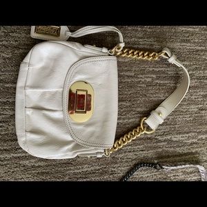 Badgley Mischka ivory leather handbag